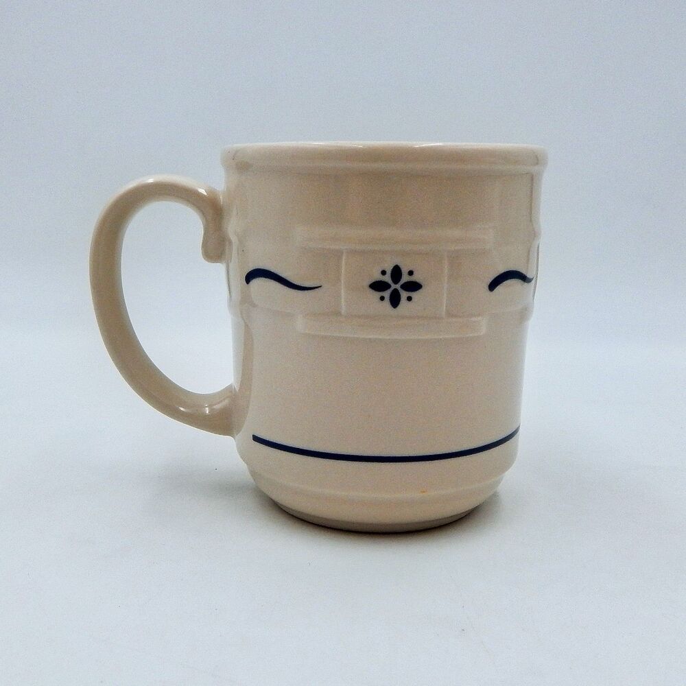Longaberger Pottery Woven Traditions Classic Blue Coffee Mug 12 oz